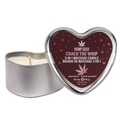 EB Hemp Seed 3 in 1 Massage Heart Candle - Crack The Whip - Crack The Whip (Dew - Kissed Rose, Violet Petals, Warm Amber) - 113 g - CANDLES - Mr and Mrs D's
