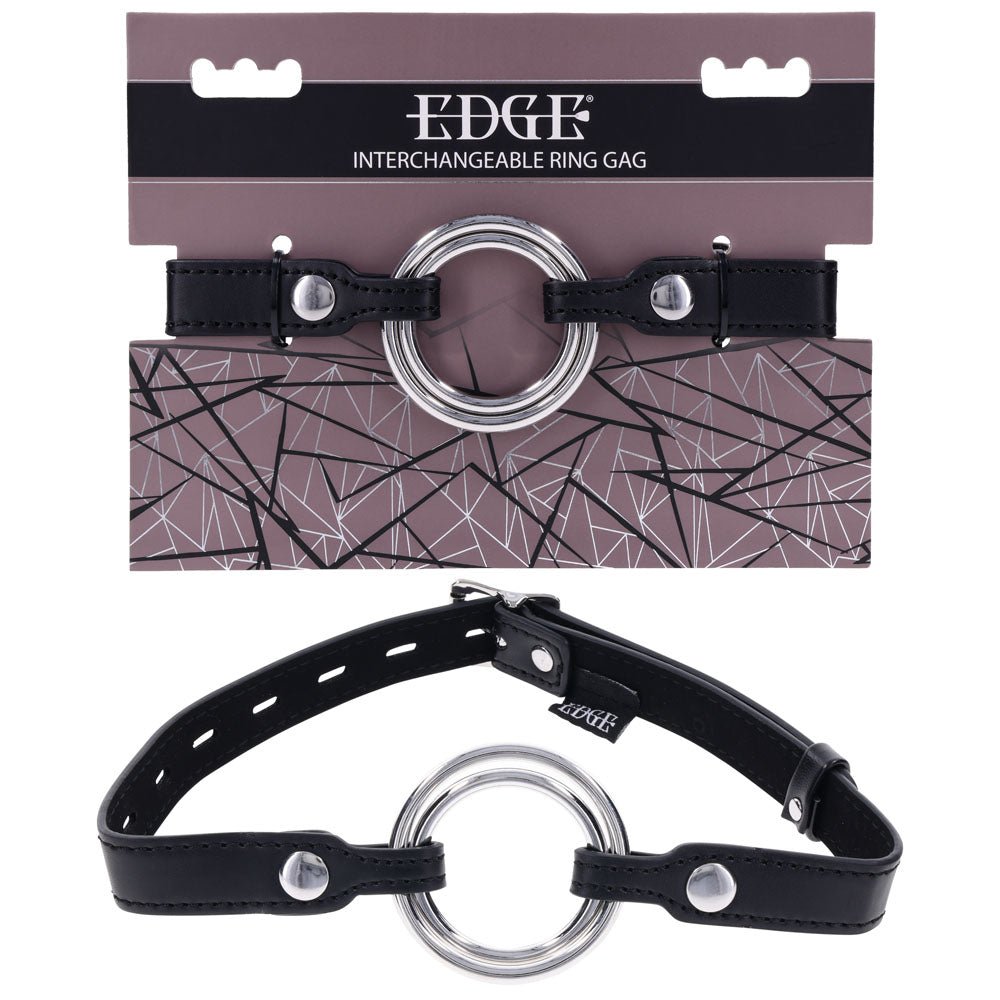 EDGE Interchangeable Ring Gag - Black Mouth Gag Restraint with 2 Interchangeable Pieces - Mr and Mrs D's