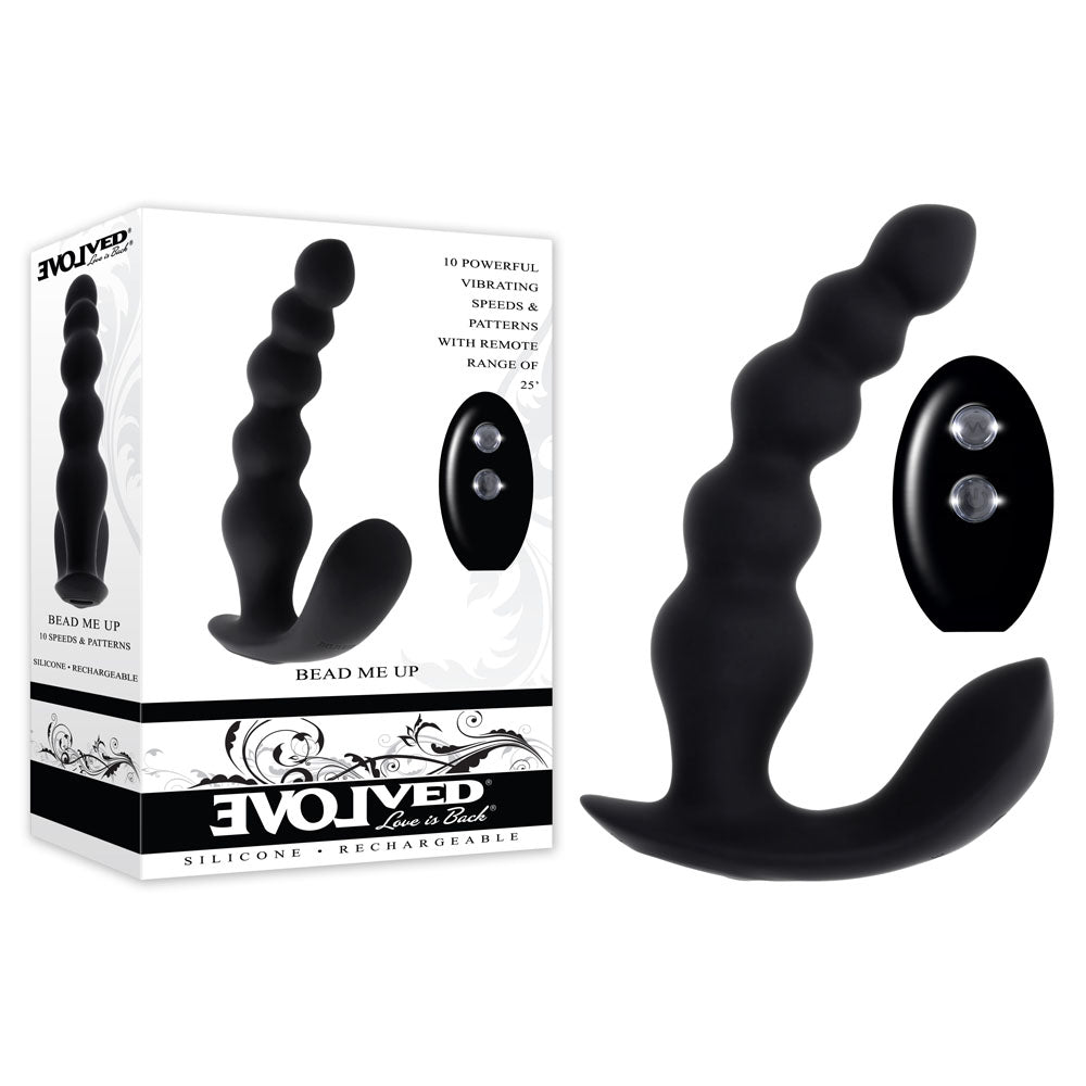 Evolved BEAD ME UP - Black 16.8 cm USB Rechargeable Vibrating Anal Beads with Wireless Remote - Mr and Mrs D's
