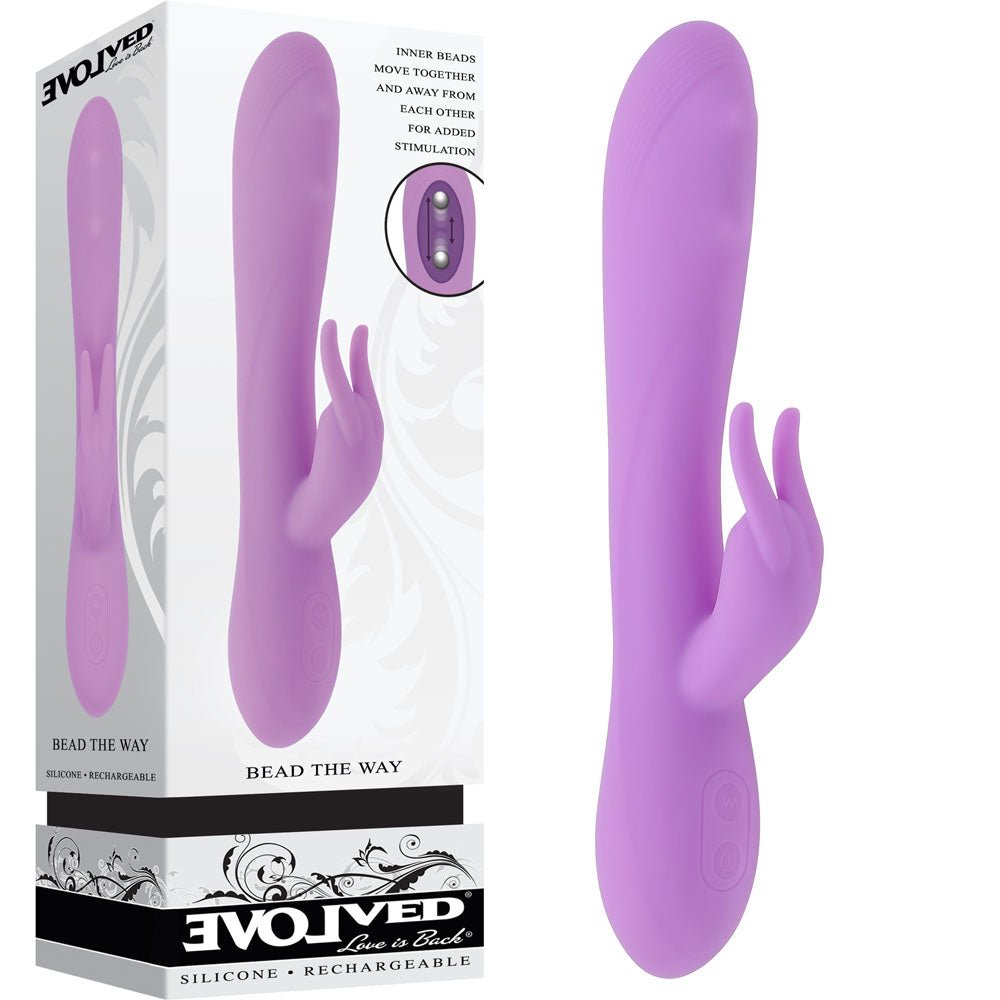 Evolved BEAD THE WAY - Pink 23.2 cm USB Rechargeable Rabbit Vibrator - Mr and Mrs D's