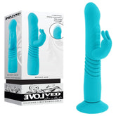Evolved BUNNY HOP - Teal 25.1 cm USB Rechargeable Thrusting Rabbit Vibrator with Suction Base - Mr and Mrs D's