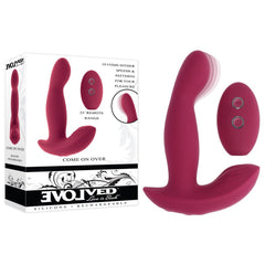 Evolved COME ON OVER - Burgundy Red 15.9 cm USB Rechargeable Vibrator with Wireless Remote - Mr and Mrs D's