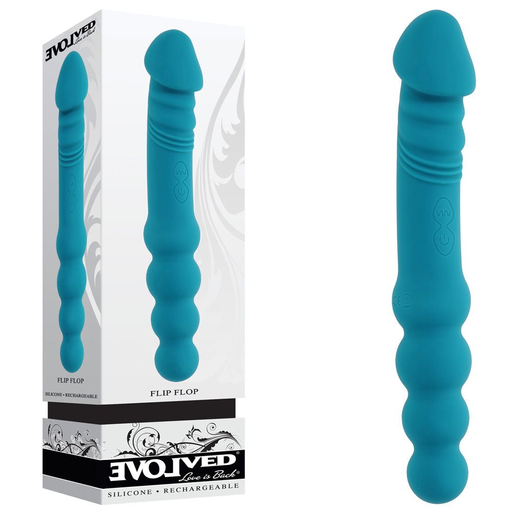 Evolved FLIP FLOP - Blue 23.1 cm USB Rechargeable Dual Ended Vibrator - Mr and Mrs D's