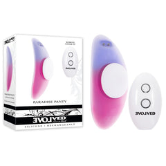 Evolved PARADISE PANTY - Pink/Purple USB Rechargeable Panty Vibrator with Remote Control - Mr and Mrs D's