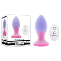 Evolved PARADISE PLUG - Pink/Purple 10.5 cm USB Rechargeable Vibrating Butt Plug with Wireless Remote - ANAL TOYS - Mr and Mrs D's