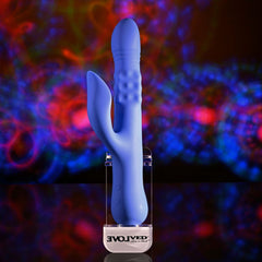 Evolved POP GOES THE O - Purple 24.7 cm USB Rechargeable Thrusting & Bulging Rabbit Vibrator - Mr and Mrs D's