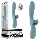 Evolved TAKE YOUR FLICK - Grey 24.1 cm USB Rechargeable Vibrator with Flicking Clitoral Stimulator - Mr and Mrs D's