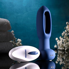 Evolved THE FLAPPER - Blue 14 cm USB Rechargeable Vibrating and Flapping Butt Plug with Remote - ANAL TOYS - Mr and Mrs D's