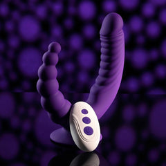 Evolved THE RIDER - Purple USB Rechargeable Double Ended Vibrator with Wireless Remote - Mr and Mrs D's