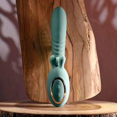 Evolved THRUST INTO ECSTASY - Green 21 cm USB Rechargeable Thrusting & Rotating Vibrator - VIBRATORS - Mr and Mrs D's