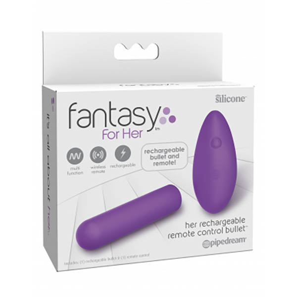 Fantasy For Her Rechargeable Remote Control Bullet Vibrator - Purple - Mr and Mrs D's