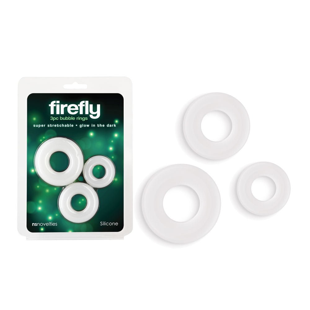 Firefly - 3pc Bubble Rings - White - Glow in Dark Cock Rings - Set of 3 Sizes - Mr and Mrs D's