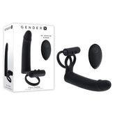 Gender X FULL SWING - Black USB Rechargeable Vibrating Cock Ring with Double Penetrator Dildo - Mr and Mrs D's