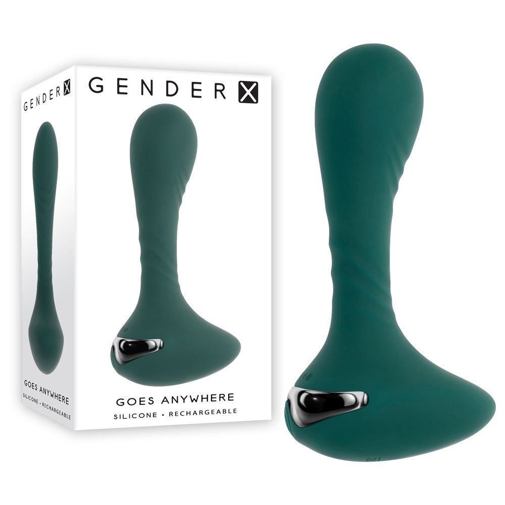 Gender X GOES ANYWHERE - Green 12.4 cm USB Rechargeable Vibrator - Mr and Mrs D's