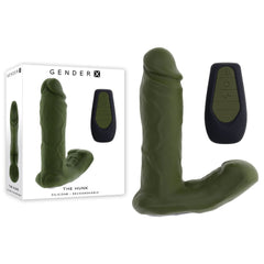 Gender X THE HUNK - Green 15.2 cm USB Rechargeable Thrusting Vibrator with Remote - Mr and Mrs D's