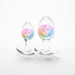 Glams Cosmic Clear/Rainbow Butt Plugs - Set of 2 Sizes - ANAL TOYS - Mr and Mrs D's