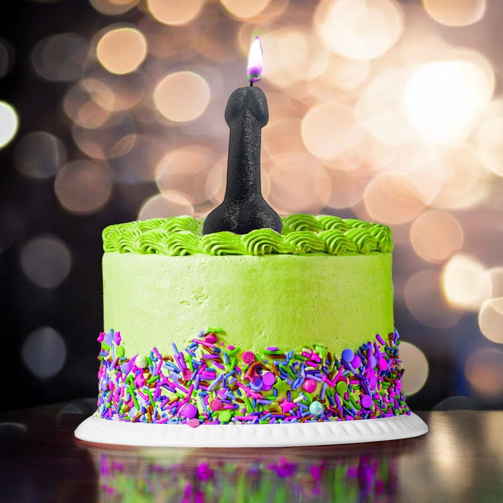 Glitterati Black Glitter Penis Candle - Black 10 cm Penis Party Candle - Mr and Mrs D's