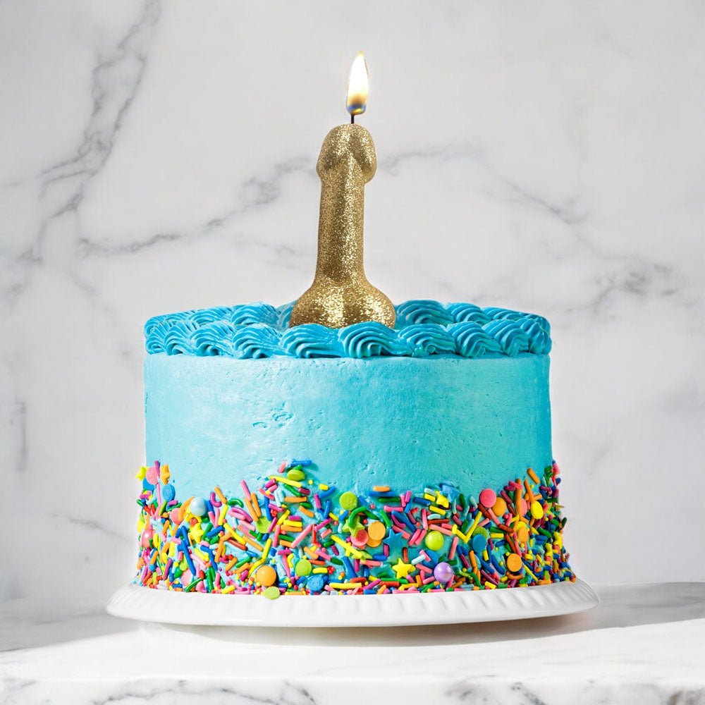 Glitterati Gold Glitter Penis Candle - Gold 10 cm Penis Party Candle - Mr and Mrs D's