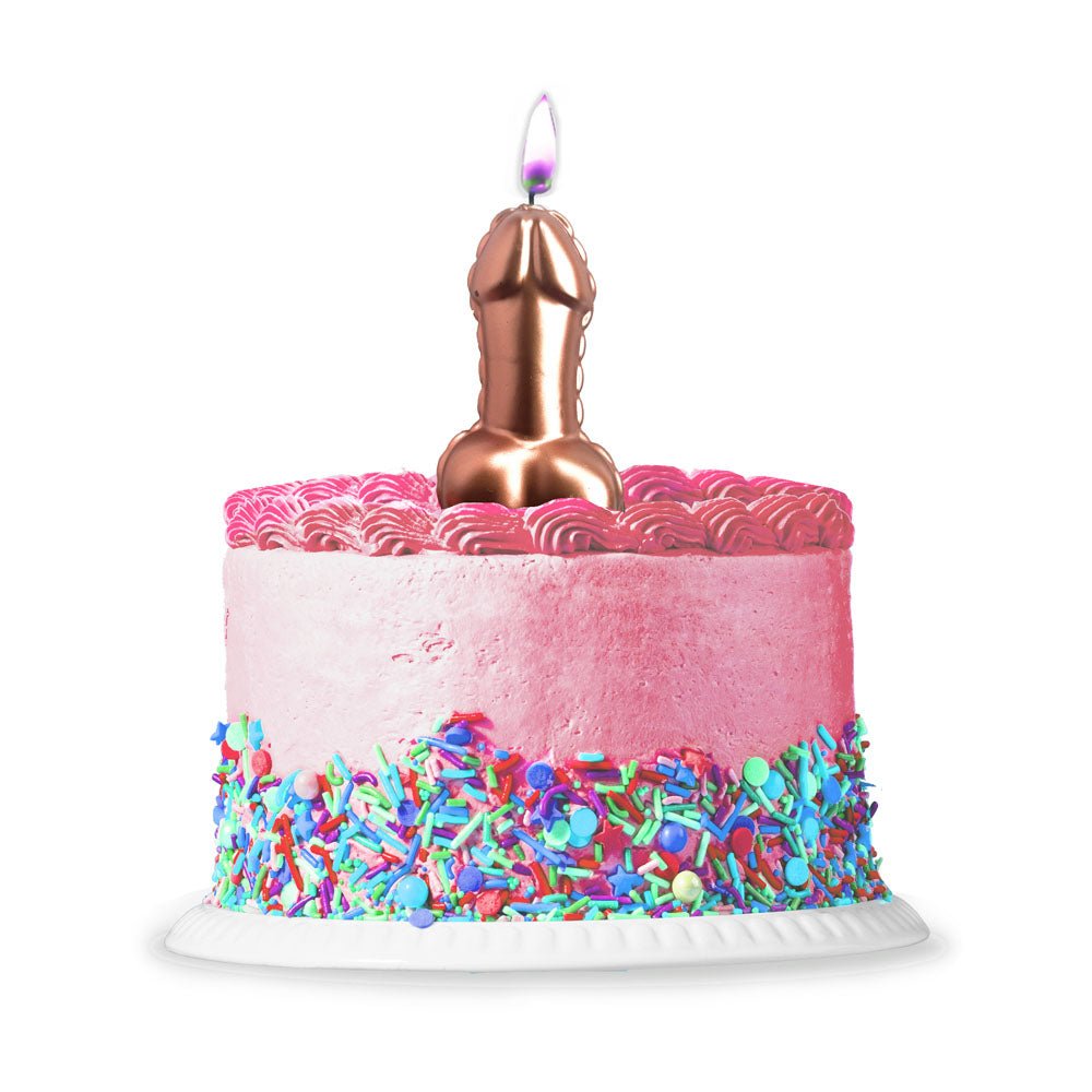 Glitterati Metallic Pink Penis Candle - Rose Gold 10 cm Penis Party Candle - Mr and Mrs D's