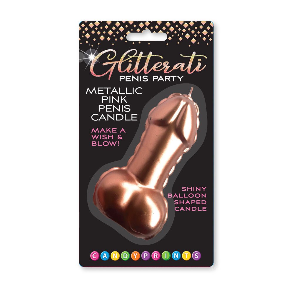 Glitterati Metallic Pink Penis Candle - Rose Gold 10 cm Penis Party Candle - Mr and Mrs D's