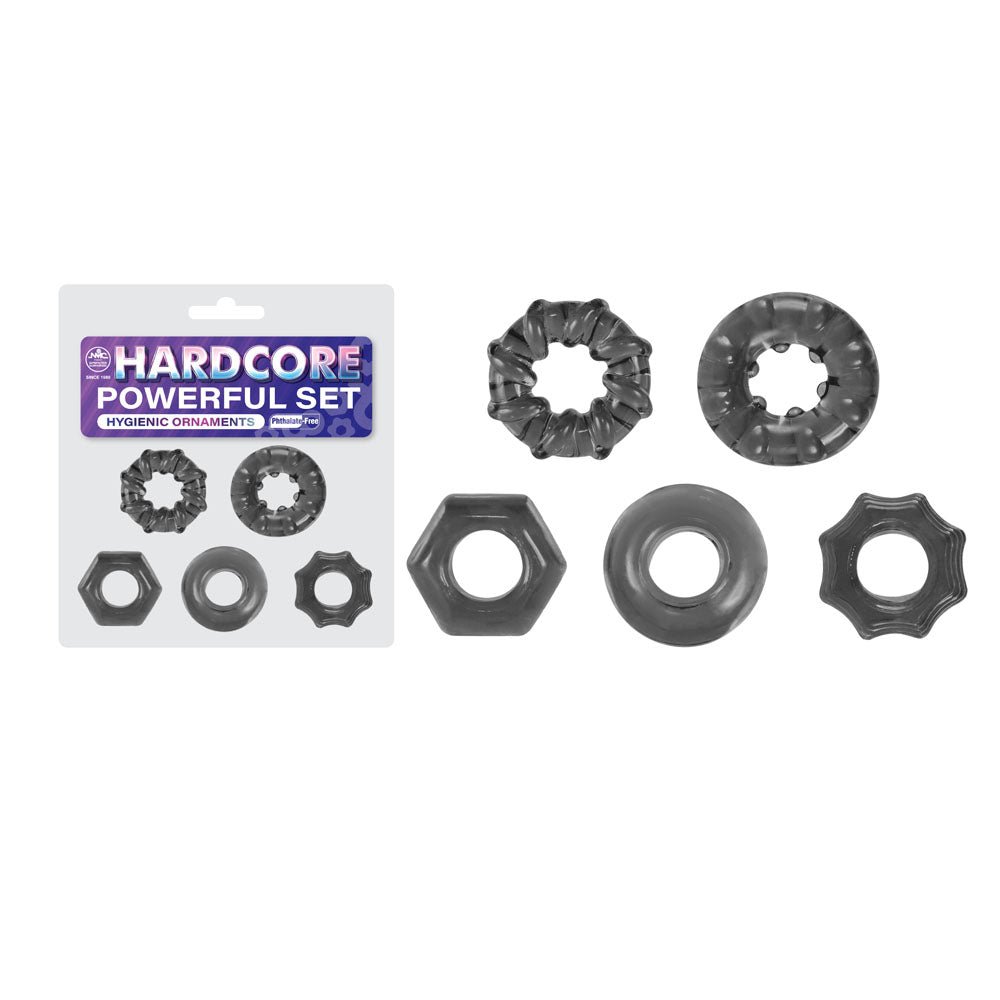 Hardcore Powerful Set Cock Rings - Set of 5 - Smoke Cock Rings - Set of 5 - Mr and Mrs D's