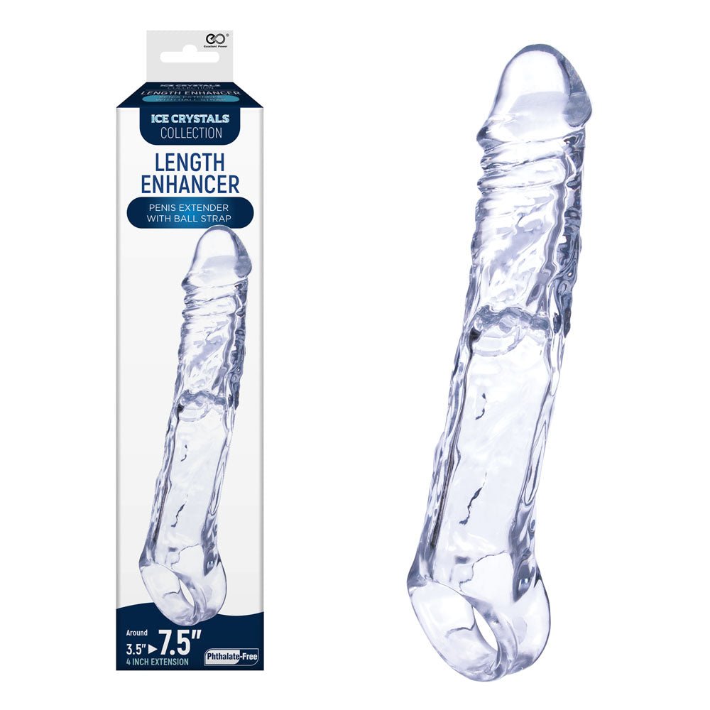 Ice Crystals 4 Inch Length Enhancer - Clear Penis Extension Sleeve - Mr and Mrs D's