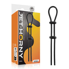Jet Horny - Black Adjustable Cock & Ball Lasso Ring - Mr and Mrs D's