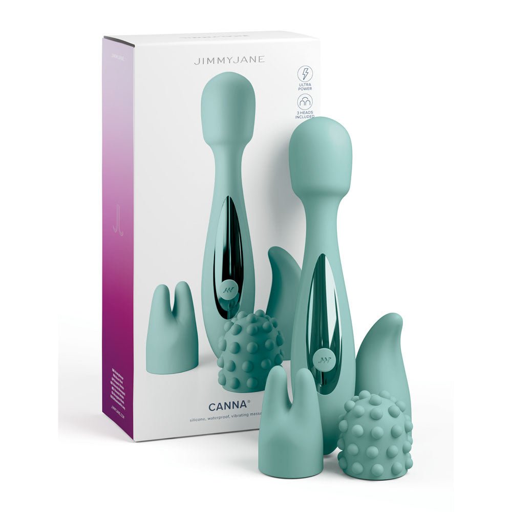 JimmyJane Canna - Teal 21.8 cm Massage Wand with 3 Interchangeable Heads - Mr and Mrs D's