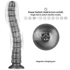 King Sized Vibrating Vibrax Slider - Grey 36.8 cm (14.5'') USB Rechargeable Vibrating Dildo - DONGS - Mr and Mrs D's