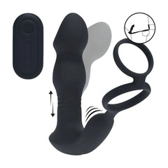 LEVELZ Remote Controlled Prostate Stimulator with Cock Ring - Black USB Rechargeable Vibrating Thrusting Prostate Massager - ANAL TOYS - Mr and Mrs D's