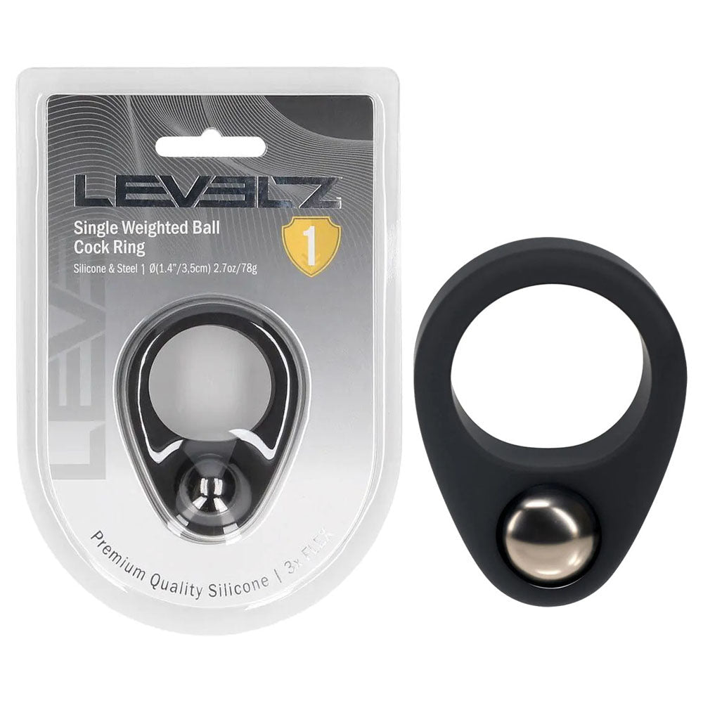 LEVELZ Single Weighted Ball Cock Ring - Black - COCK RINGS - Mr and Mrs D's