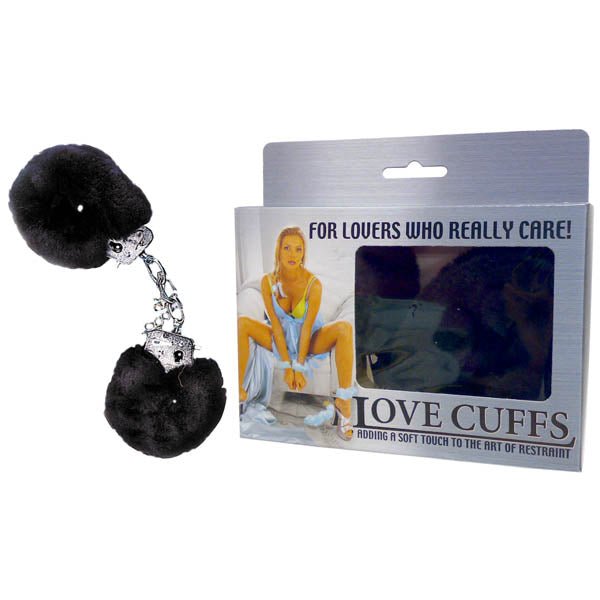 Love Cuffs - Black Fluffy Hand Cuffs - Mr and Mrs D's