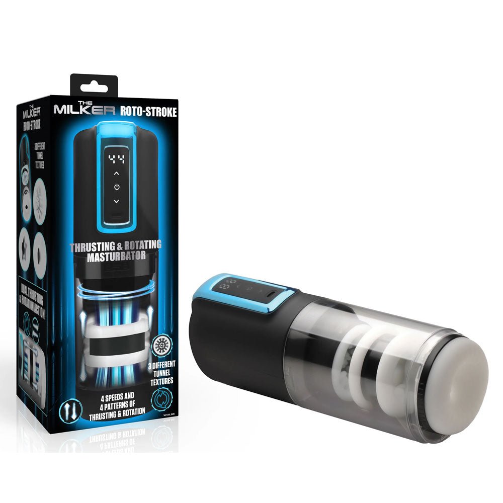 LoveBotz The Milker Roto - Stroke - USB Rechargeable Thrusting & Rotating Male Masturbator - Mr and Mrs D's