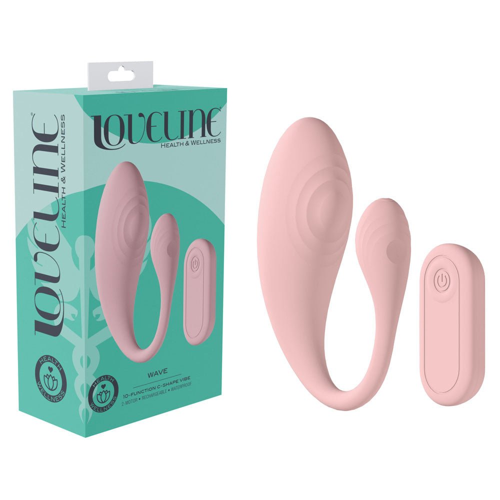 LOVELINE Wave - Pink USB Rechargeable C - Shaped Vibrator with Remote - Mr and Mrs D's