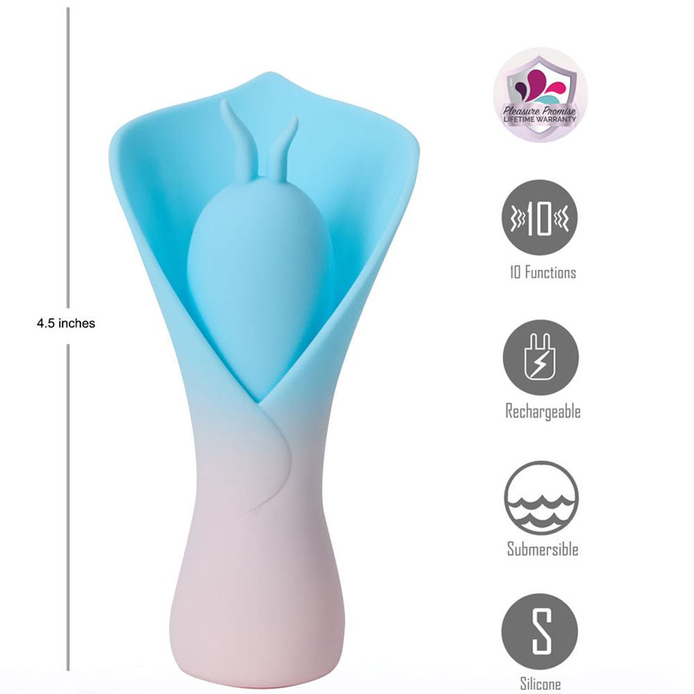 Maia MINA - Blue - Blue/Pink USB Rechargeable Fluttering Flower Stimulator - STIMULATORS - Mr and Mrs D's