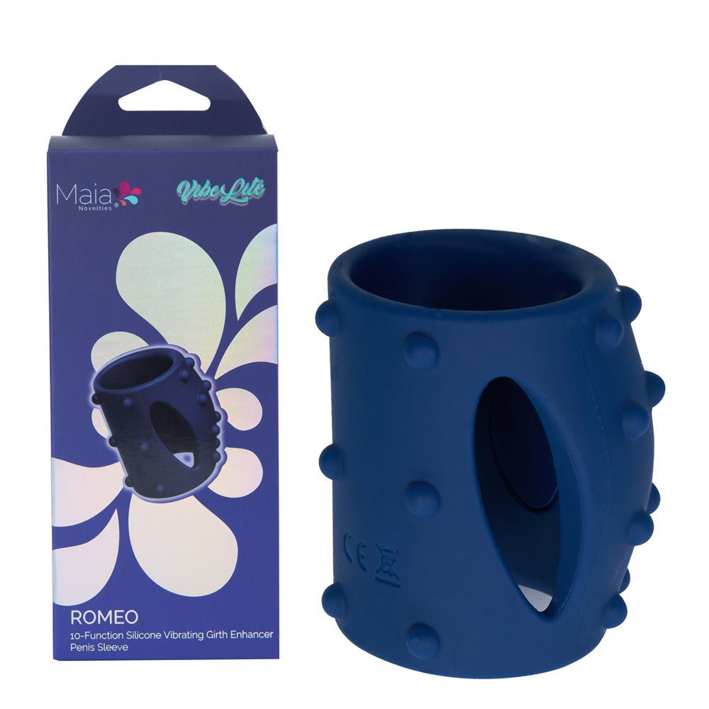 Maia ROMEO Vibrating Girth Enhancer Sleeve - Blue USB Rechargeable - COCK RINGS - Mr and Mrs D's