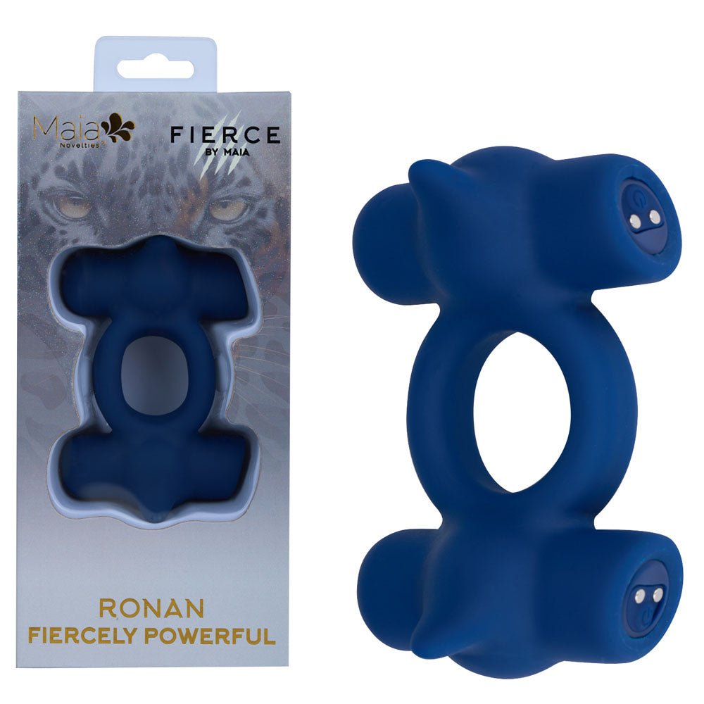 Maia RONAN Dual Vibrating Cock Ring - Blue USB Rechargeable - COCK RINGS - Mr and Mrs D's