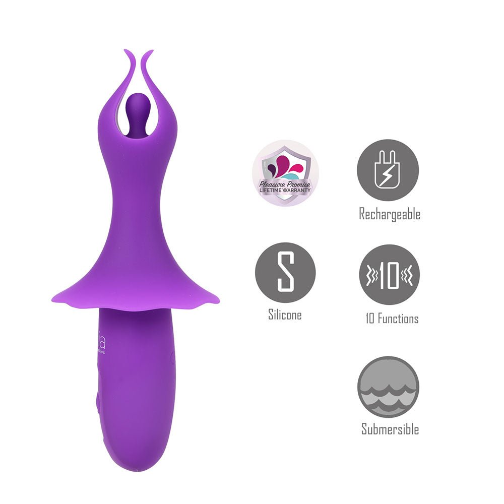 Maia SIENNA - Purple - Purple 15.2 cm USB Rechargeable Fluttering Bullet - Mr and Mrs D's