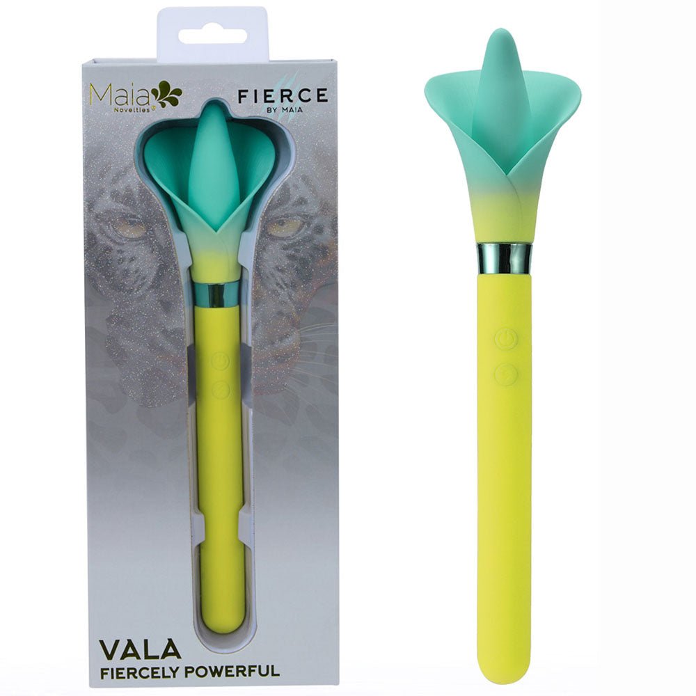 Maia VALA - Yellow - Yellow/Green 22.2 cm USB Rechargeable Flower Vibrator - VIBRATORS - Mr and Mrs D's