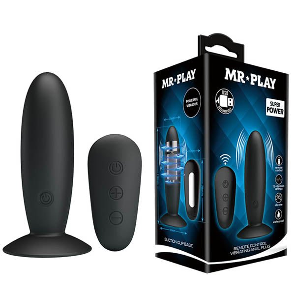 MR PLAY Remote Control Vibrating Anal Plug - Black USB Rechargeable Vibrating Butt Plug with Wireless Remote - Mr and Mrs D's