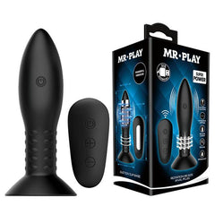 MR PLAY Rotation Beads Anal Plug - Black USB Rechargeable Beaded Butt Plug with Wireless Remote - Mr and Mrs D's