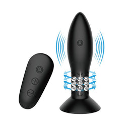 MR PLAY Rotation Beads Anal Plug - Black USB Rechargeable Beaded Butt Plug with Wireless Remote - Mr and Mrs D's