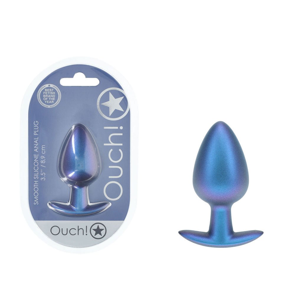 OUCH! Anal Plug - Large - Metallic Blue - Metallic Blue 8.9 cm Large Butt Plug - ANAL TOYS - Mr and Mrs D's