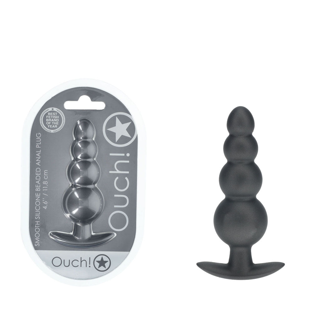 OUCH! Beaded Anal Plug - Gun Metal - Gun Metal Grey 11.7 cm Butt Plug - ANAL TOYS - Mr and Mrs D's