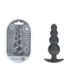 OUCH! Beaded Anal Plug - Gun Metal - Gun Metal Grey 11.7 cm Butt Plug - ANAL TOYS - Mr and Mrs D's