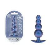 OUCH! Beaded Anal Plug - Metallic Blue - Metallic Blue 11.7 cm Butt Plug - ANAL TOYS - Mr and Mrs D's