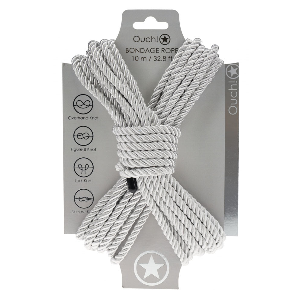 OUCH! Bondage Rope - 10 M - Silver - Silver Nylon Bondage Rope - 10 metre Length - Mr and Mrs D's