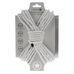 OUCH! Bondage Rope - 10 M - Silver - Silver Nylon Bondage Rope - 10 metre Length - Mr and Mrs D's