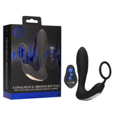 OUCH! E - stim & Vibrating Butt Plug Cock Ring - Black USB Rechargeable Vibrating Butt Plug & Cock Ring with e - Stim - Mr and Mrs D's