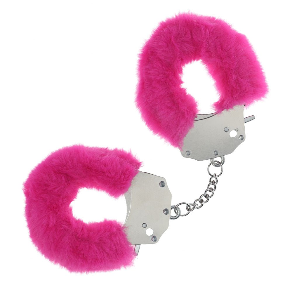 OUCH! Heavy - Duty Fluffy Cuffs - Pink - Pink Fluffy Restraints - BONDAGE - TOYS - Mr and Mrs D's